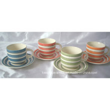 Ceramic Colorful Mug and Saucer Tea Set